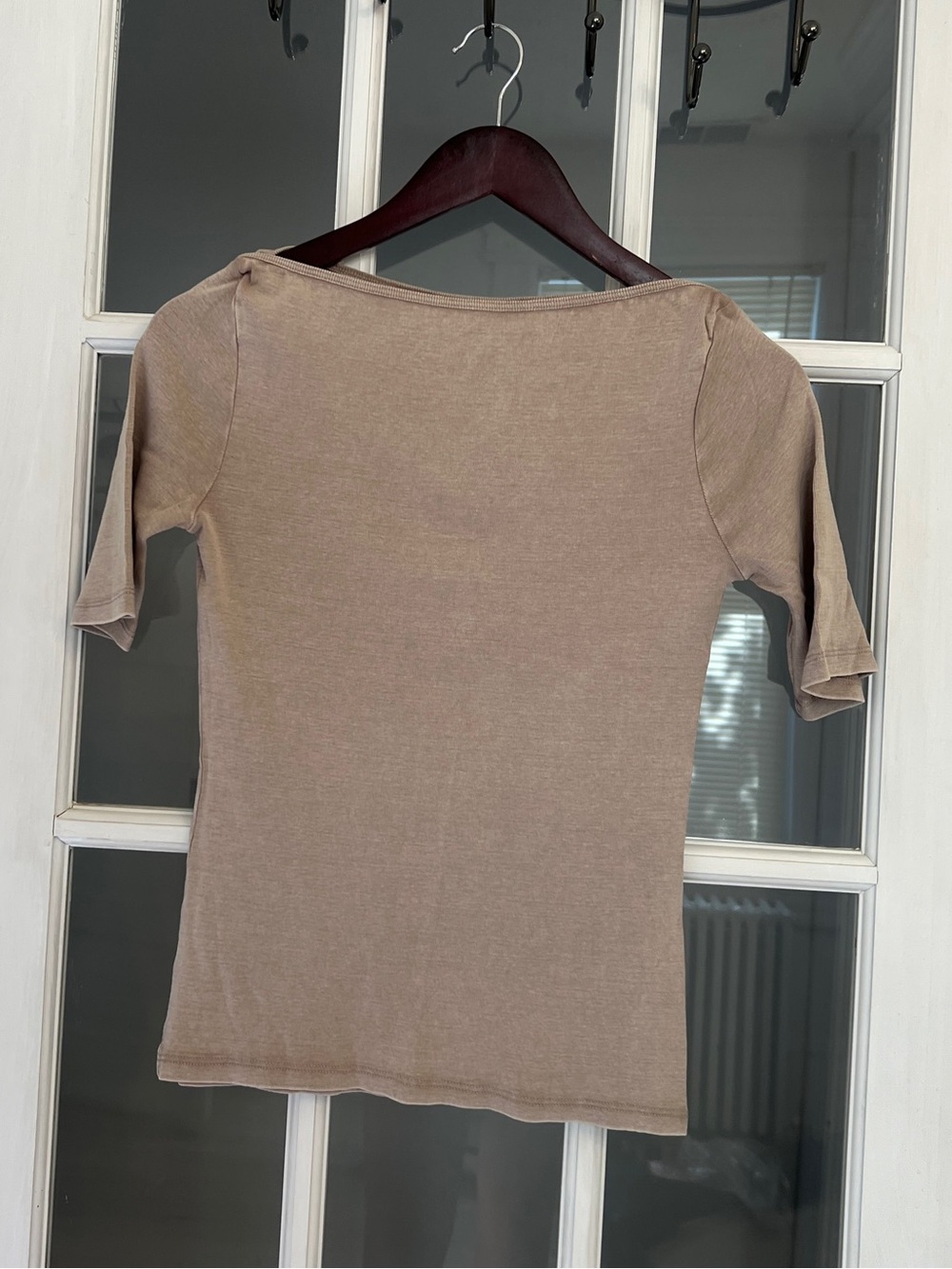 ZARA Women’s Taupe Boatneck Half Sleeve Top Size M NEW
